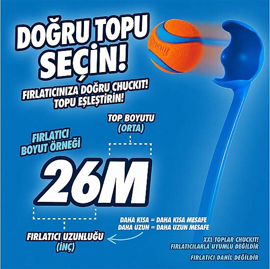 Chuckit Classic 26 M Launcher Fırlatmalı Köpek Oyuncağı Medium + (Tenis Topu) - 4