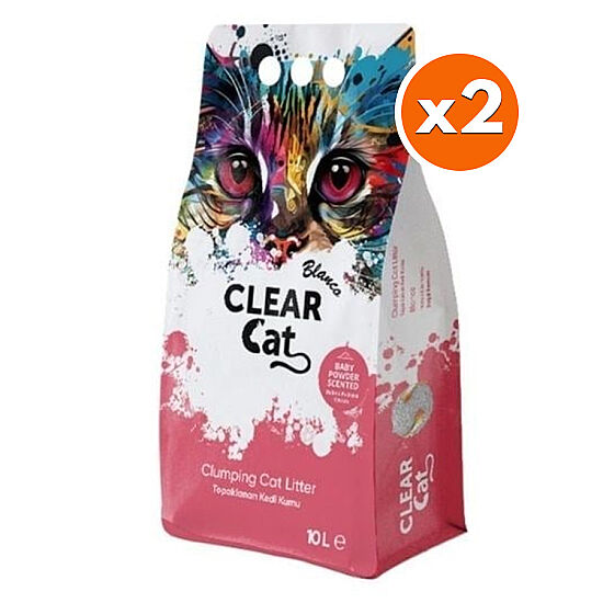 Clear Cat Blanco Bebek Pudrası Kokulu Kedi Kumu 10 Lt x 2 Adet - 1