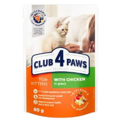 Club4Paws Kitten Pouch Tavuk Etli Yavru Kedi Yaş Maması 80 Gr