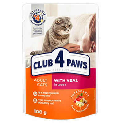 Club4Paws Pouch Dana Etli Kedi Yaş Maması 100 Gr