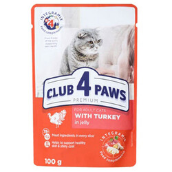 Club4Paws - Club4Paws Pouch Hindi Etli Kedi Yaş Maması 100 Gr