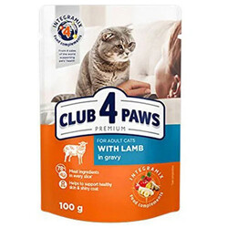 Club4Paws - Club4Paws Pouch Kuzu Etli Kedi Yaş Maması 100 Gr