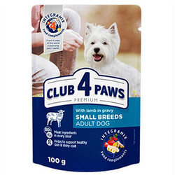 Club4Paws - Club4Paws Pouch Small Breeds Kuzu Etli Küçük Irk Köpek Yaş Maması 100 Gr