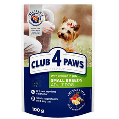 Club4Paws Pouch Small Breeds Tavuk Etli Küçük Irk Köpek Yaş Maması 100 Gr