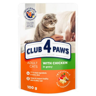 Club4Paws Pouch Tavuk Etli Kedi Yaş Maması 100 Gr