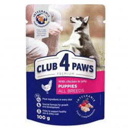 Club4Paws - Club4Paws Puppy Pouch Tavuk Etli Yavru Köpek Yaş Maması 100 Gr