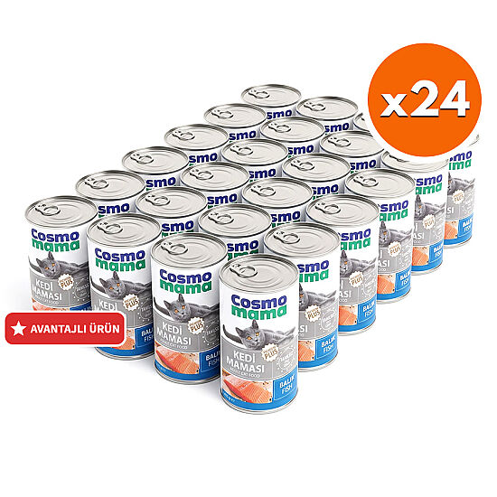Cosmo Mama Premium Pate Balıklı Kedi Yaş Maması 415 Gr x 24 Adet - 1