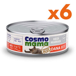 Cosmo - Cosmo Mama Premium Pate Dana Etli (Beef) Kedi Yaş Maması 85 Gr x 6 Adet