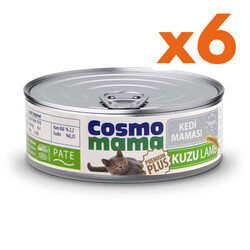 Cosmo - Cosmo Mama Premium Pate Kısırlaştırılmış Kuzu Etli Kedi Yaş Maması 85 Gr x 6 Adet