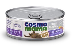 Cosmo - Cosmo Mama Premium Pate Gurme Kuzu,Dana ve Tavuk Etli Kedi Yaş Maması 85 Gr