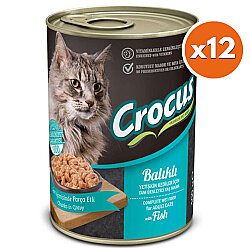 Crocus Balıklı Sos İçinde Parça Etli Kedi Konservesi 400 Gr x 12 Adet - Crocus