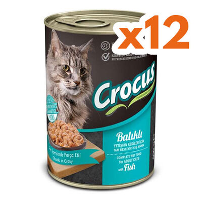 Crocus Balıklı Sos İçinde Parça Etli Kedi Konservesi 400 Gr x 12 Adet