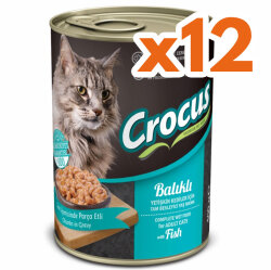Crocus Balıklı Sos İçinde Parça Etli Kedi Konservesi 400 Gr x 12 Adet - Crocus