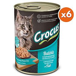 Crocus Balıklı Sos İçinde Parça Etli Kedi Konservesi 400 Gr x 6 Adet - Crocus