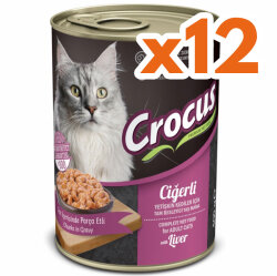 Crocus Ciğerli Sos İçinde Parça Etli Kedi Konservesi 400 Gr x 12 Adet - Crocus