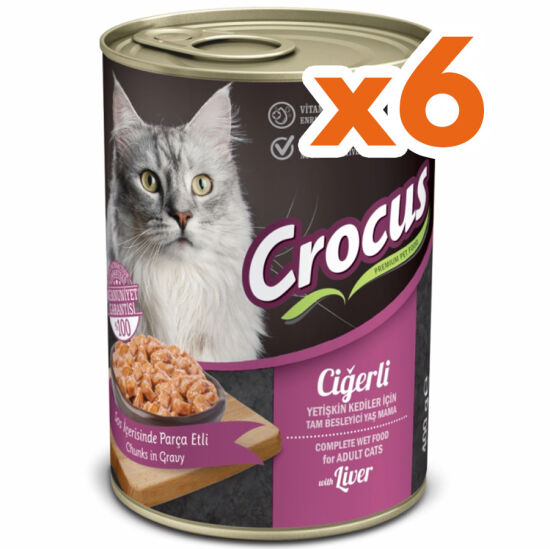 Crocus Ciğerli Sos İçinde Parça Etli Kedi Konservesi 400 Gr x 6 Adet - 1