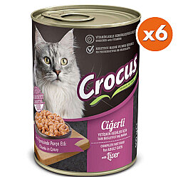 Crocus Ciğerli Sos İçinde Parça Etli Kedi Konservesi 400 Gr x 6 Adet - Crocus