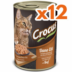 Crocus Dana Etli Sos İçinde Parça Etli Kedi Konservesi 400 Gr x 12 Adet - Crocus
