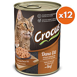 Crocus Dana Etli Sos İçinde Parça Etli Kedi Konservesi 400 Gr x 12 Adet - Crocus