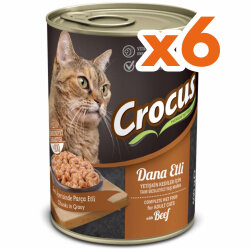 Crocus Dana Etli Sos İçinde Parça Etli Kedi Konservesi 400 Gr x 6 Adet - Crocus