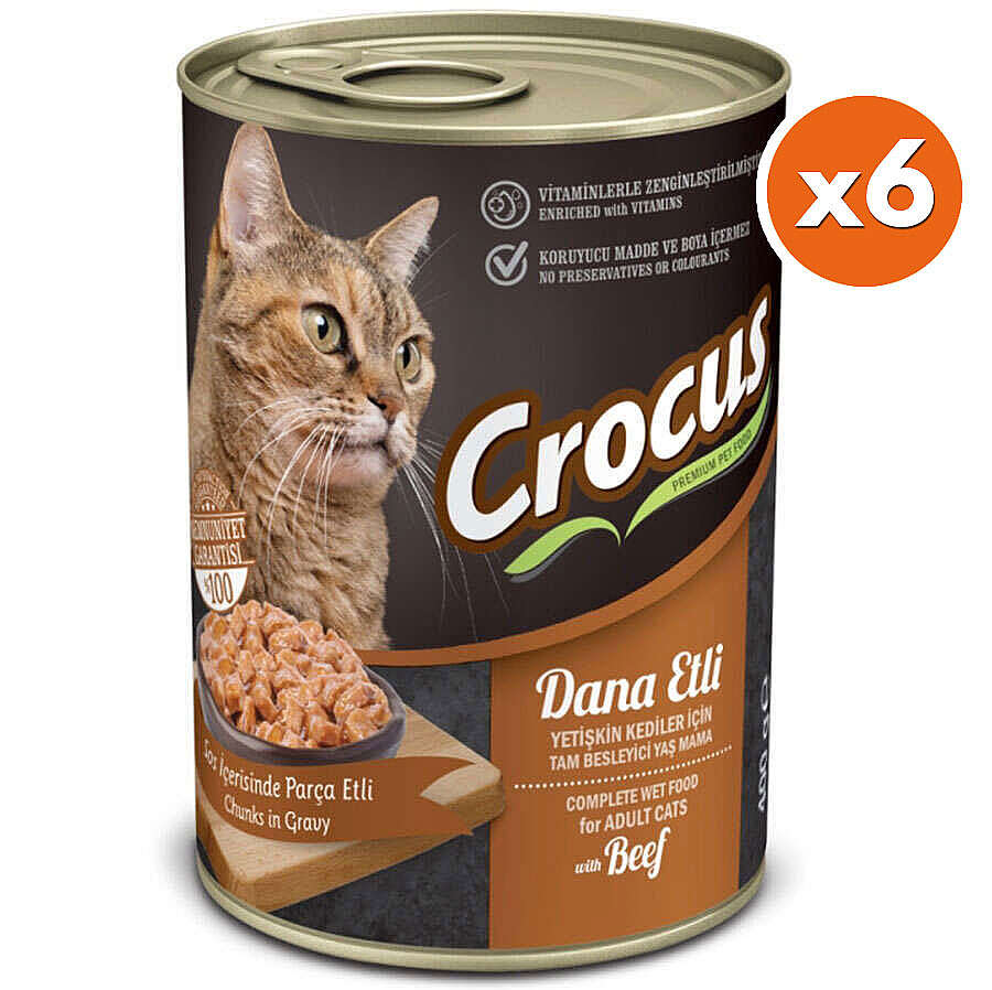 Crocus Dana Etli Sos İçinde Parça Etli Kedi Konservesi 400 Gr x 6 Adet