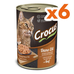 Crocus - Crocus Dana Etli Sos İçinde Parça Etli Kedi Konservesi 400 Gr x 6 Adet