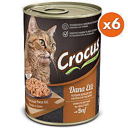 Crocus Dana Etli Sos İçinde Parça Etli Kedi Konservesi 400 Gr x 6 Adet - Crocus