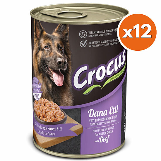 Crocus Dana Etli Sos İçinde Parça Etli Köpek Konservesi 400 Gr x 12 Adet - 1