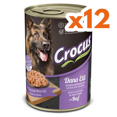 Crocus Dana Etli Sos İçinde Parça Etli Köpek Konservesi 400 Gr x 12 Adet