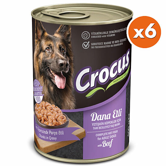 Crocus Dana Etli Sos İçinde Parça Etli Köpek Konservesi 400 Gr x 6 Adet - 1