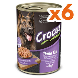 Crocus - Crocus Dana Etli Sos İçinde Parça Etli Köpek Konservesi 400 Gr x 6 Adet