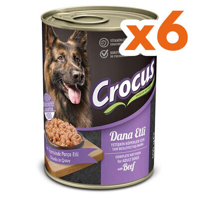 Crocus Dana Etli Sos İçinde Parça Etli Köpek Konservesi 400 Gr x 6 Adet