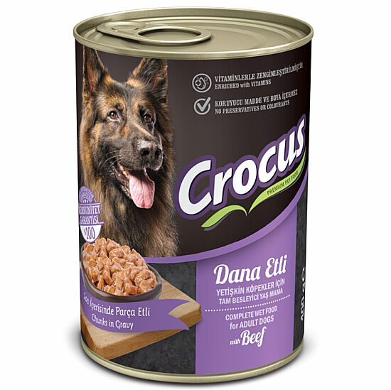 Crocus Dana Etli Sos İçinde Parça Etli Köpek Konservesi 400 Gr - 1