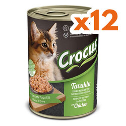 Crocus - Crocus Kitten Tavuk Etli Sos İçinde Parça Etli Yavru Kedi Konservesi 400 Gr x 12 Adet