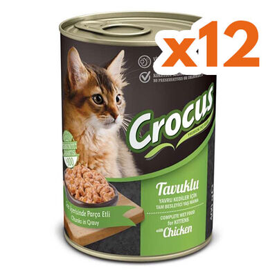 Crocus Kitten Tavuk Etli Sos İçinde Parça Etli Yavru Kedi Konservesi 400 Gr x 12 Adet