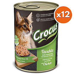 Crocus Kitten Tavuk Etli Sos İçinde Parça Etli Yavru Kedi Konservesi 400 Gr x 12 Adet - Crocus