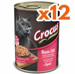 Crocus Kuzu Etli Sos İçinde Parça Etli Kedi Konservesi 400 Gr x 12 Adet - Crocus