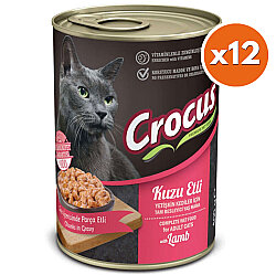 Crocus Kuzu Etli Sos İçinde Parça Etli Kedi Konservesi 400 Gr x 12 Adet - Crocus