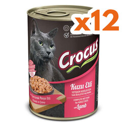 Crocus - Crocus Kuzu Etli Sos İçinde Parça Etli Kedi Konservesi 400 Gr x 12 Adet