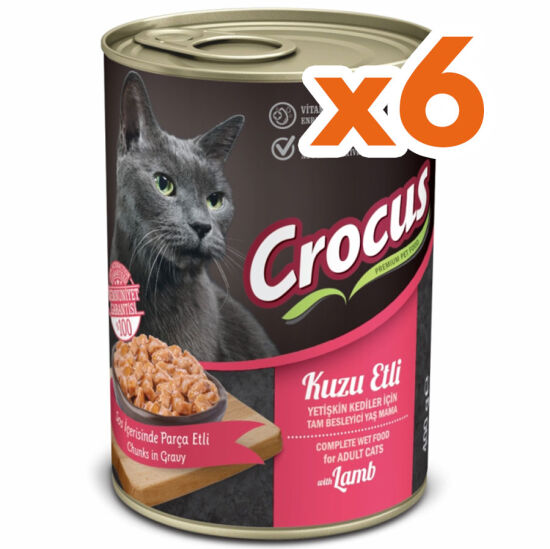 Crocus Kuzu Etli Sos İçinde Parça Etli Kedi Konservesi 400 Gr x 6 Adet - 1