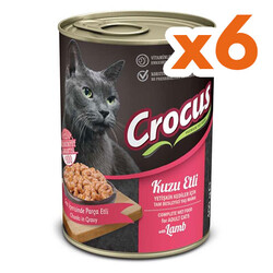 Crocus - Crocus Kuzu Etli Sos İçinde Parça Etli Kedi Konservesi 400 Gr x 6 Adet