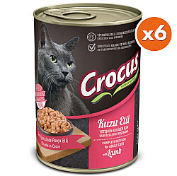 Crocus Kuzu Etli Sos İçinde Parça Etli Kedi Konservesi 400 Gr x 6 Adet - Crocus
