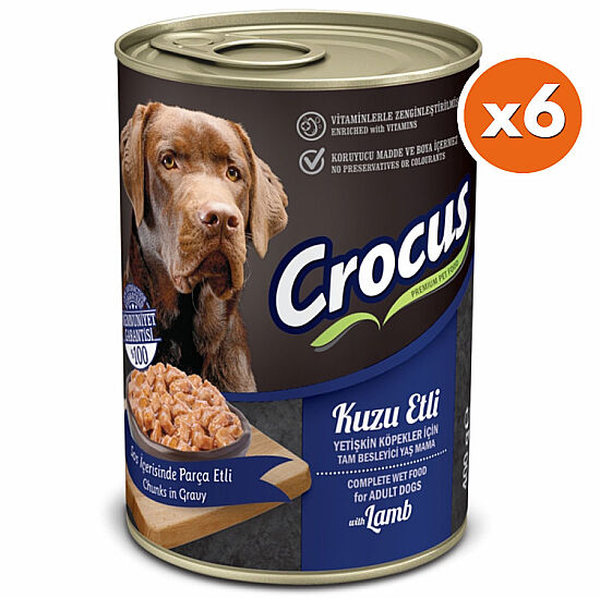 Crocus Kuzu Etli Sos İçinde Parça Etli Köpek Konservesi 400 Gr x 6 Adet - 1
