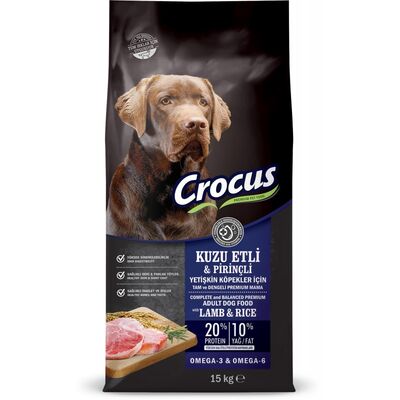 Crocus Kuzu Etli ve Pirinçli Yetişkin Köpek Maması 15 Kg