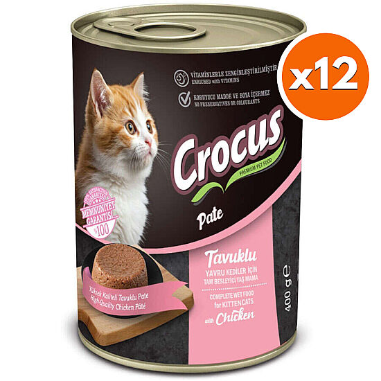 Crocus Pate Kitten Tavuk Etli Yavru Kedi Konservesi 400 Gr x 12 Adet - 1