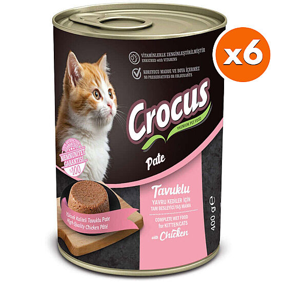 Crocus Pate Kitten Tavuk Etli Yavru Kedi Konservesi 400 Gr x 6 Adet - 1