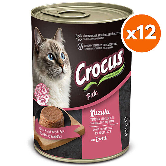 Crocus Pate Kuzu Etli Kedi Konservesi 400 Gr x 12 Adet - 1