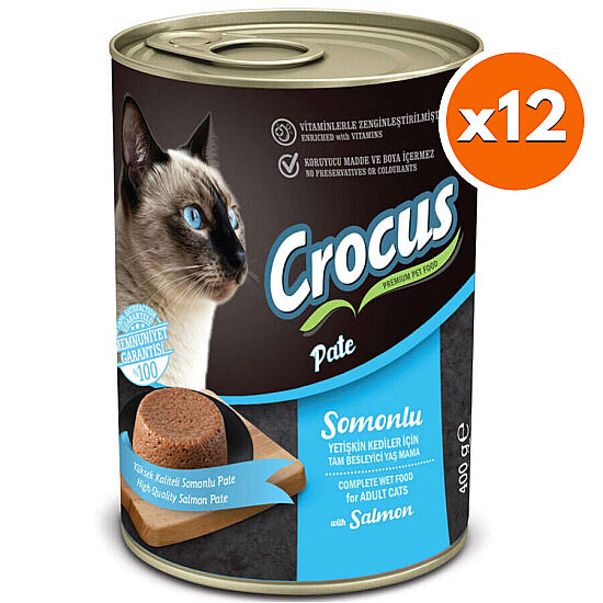 Crocus Pate Somonlu Kedi Konservesi 400 Gr x 12 Adet - 1