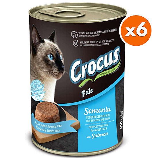 Crocus Pate Somonlu Kedi Konservesi 400 Gr x 6 Adet - 1