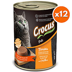 Crocus Pate Tavuk Etli Kedi Konservesi 400 Gr x 12 Adet - Crocus